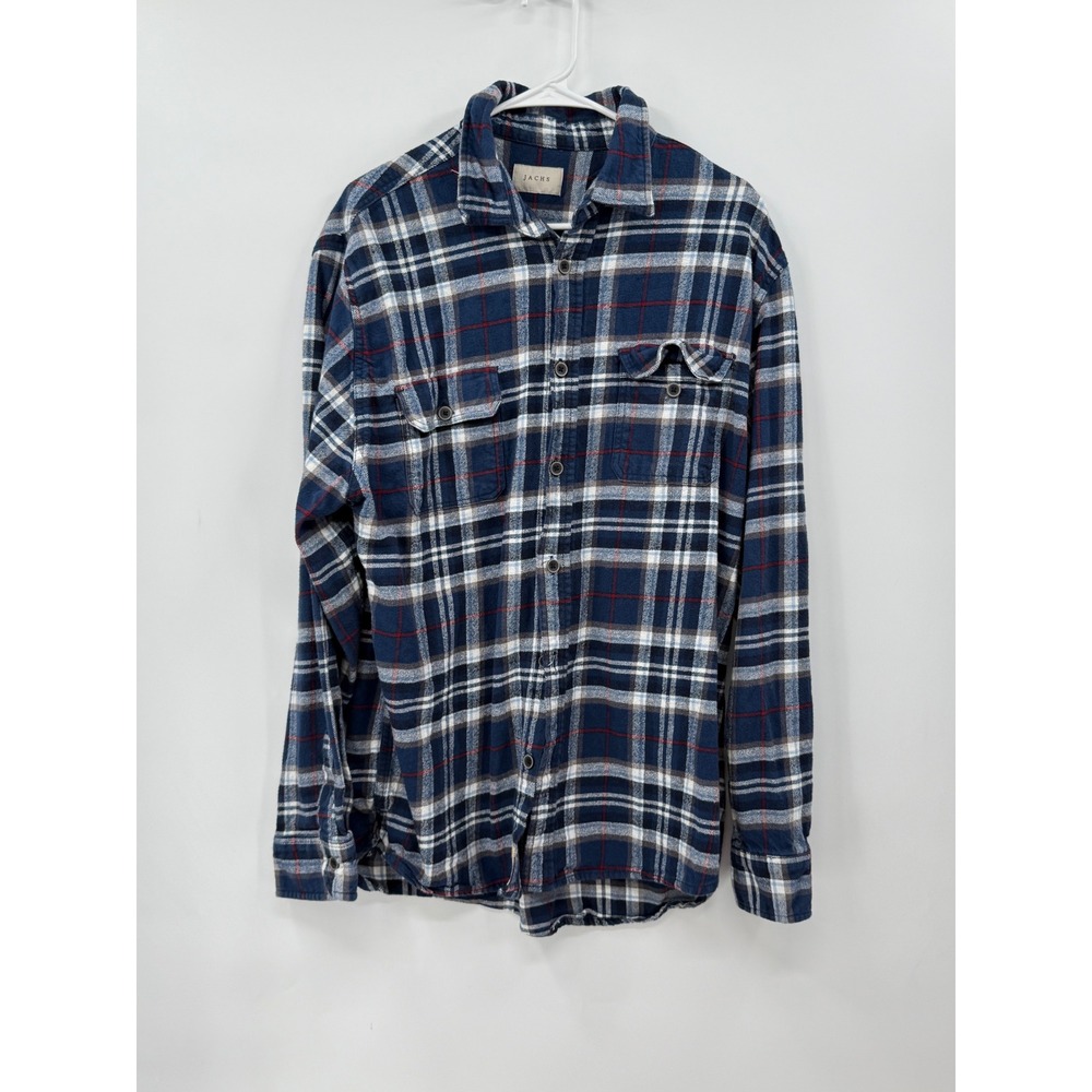 JACHS XLT Blue Plaid Flannel Shirt Long Sleeve Button Up Menswear